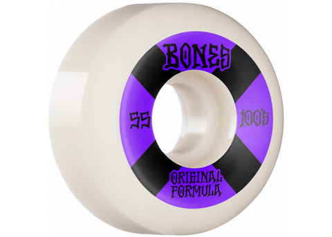 Bones 100'S 55MM V5 Sidecut White Skateboard Wheels