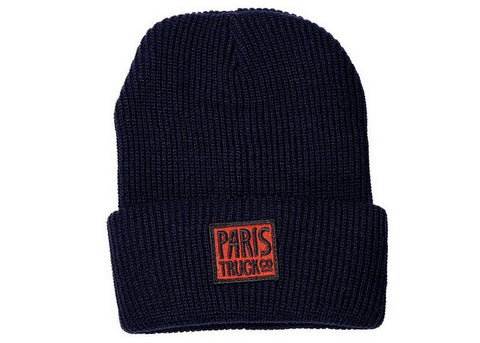 Paris Hipster Patched Navy Beanie