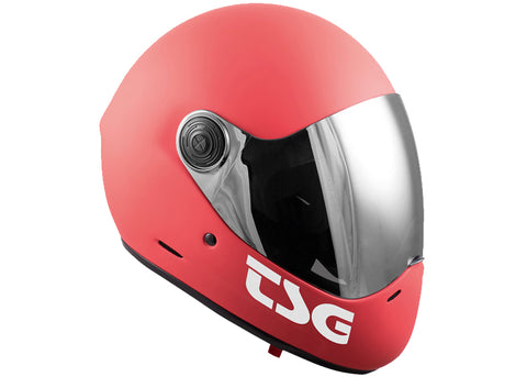 TSG The Pass Pro Solid Color Matt Red (+Bonus Visor) Full Face Longboard Helmet
