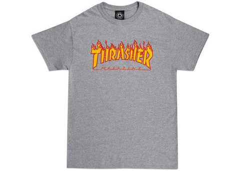 Thrasher Flame Logo T-Shirt Heather Grey