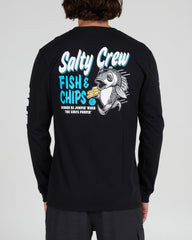 Salty Crew Fish and Chips Premium Long Sleeve Tee Black