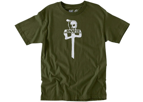 RDS X Skull Skates T-Shirt Olive White