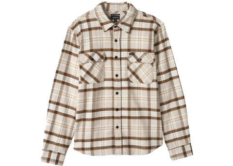 Brixton Bowery Flannel Heavy Weight Long Sleeve Shirt Beige Off White Desert Palm