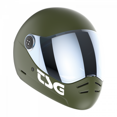 TSG The Pass 2.0 Solid Color Satin Olive (+Bonus Visor) Full Face Longboard Helmet