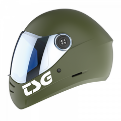 TSG The Pass 2.0 Solid Color Satin Olive (+Bonus Visor) Full Face Longboard Helmet