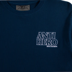 AntiHero Lil Black Hero Outline Thermal Waffle Knit Crew Tee Navy
