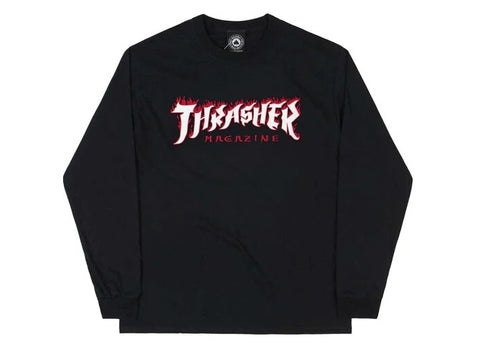 Thrasher T-Shirt à Manches Longues Jagged Logo Noir