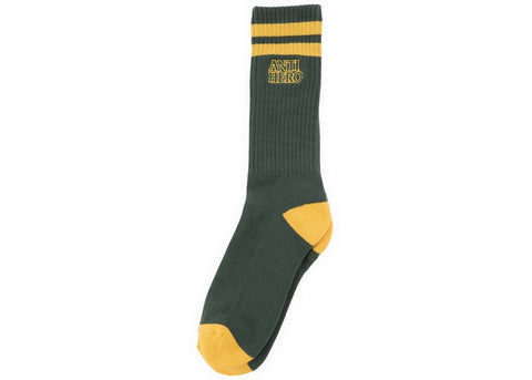 AntiHero Black Hero Outline Socks Green/Yellow