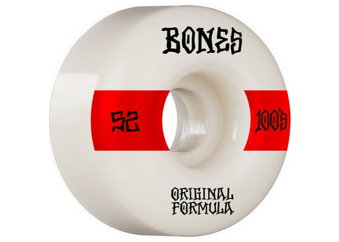Bones 100'S V4 Wides White 52MM Skateboard Wheels