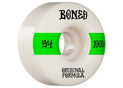 Bones 100'S V4 Wides White 54MM Skateboard Wheels