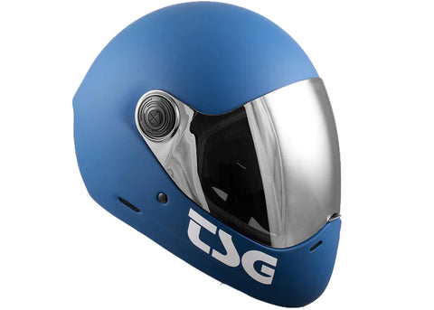 TSG The Pass Solid Color Matt Blue (+Bonus Visor) Full Face Longboard Helmet