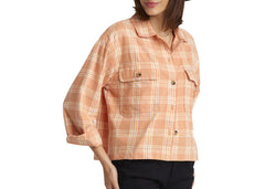 Brixton Bowery Women Lightweight Long Sleeve Flannel Shirt Dusty Coral
