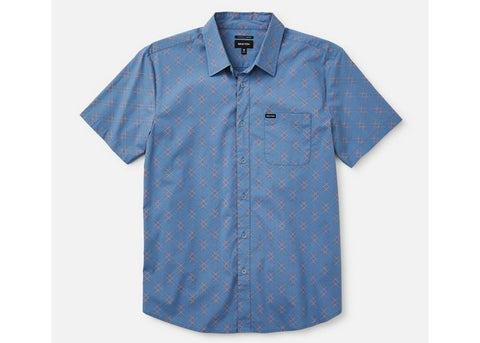 Brixton Charter Crossover Print Short Sleeve Woven Shirt Slate Blue