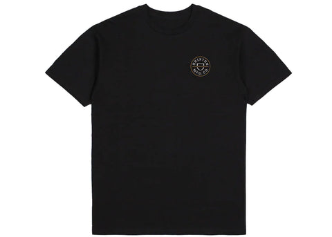 Brixton T-Shirt Standard Crest II Black Bright Gold White