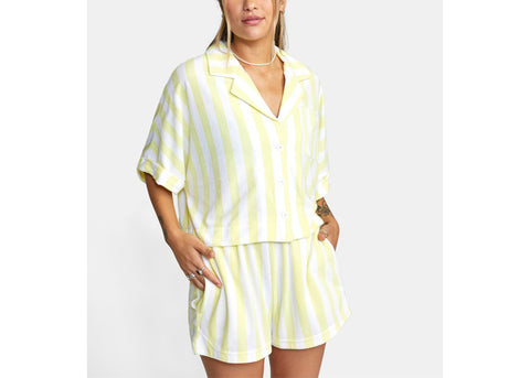 RVCA Chemise à Manches Courtes Femme Beach Night Top Dust Yellow