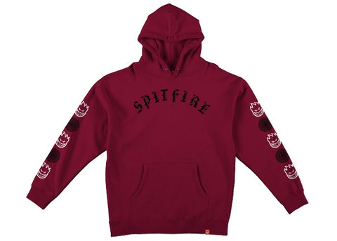 Spitfire Old E Combo Sleeve Pullover Hoodie Premium Print Scarlet/Black/White