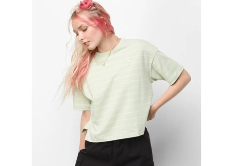 Vans Time Off Stripe Women's T-Shirt Celadon Green